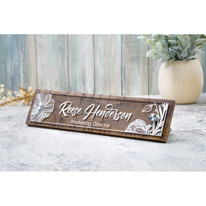 Rustic Desk Name Plate.   Made Exclusively by Garo Signs. Size 10" x 2.5"